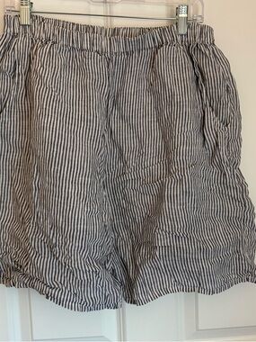 FLAX Striped Linen Women’s Shorts - Blue & White. Used. Small. Thin Material